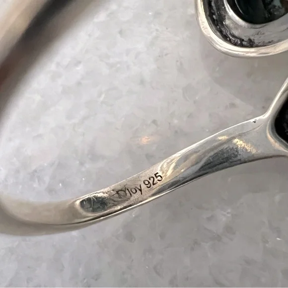 Blue Moon Turquoise Teardrop Black Oxidized Sterling Silver Bypass Silver Ring - Picture 9 of 9